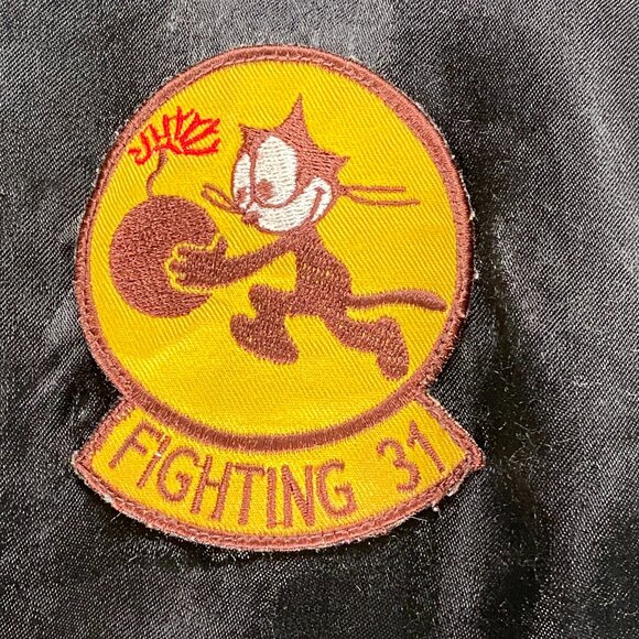 Felix the Cat US NAVY VF-31 Bomber Jacket Men's Medium Black Military Casual - Picture 7 of 13